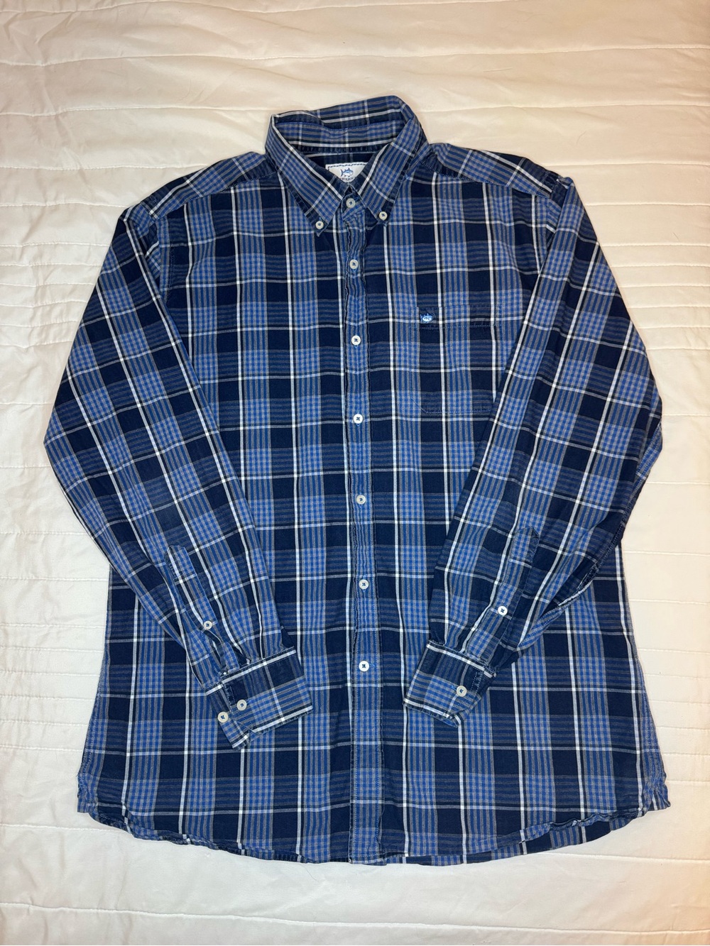 Southern Tide Large Blue Plaid Classic Fit Button Down